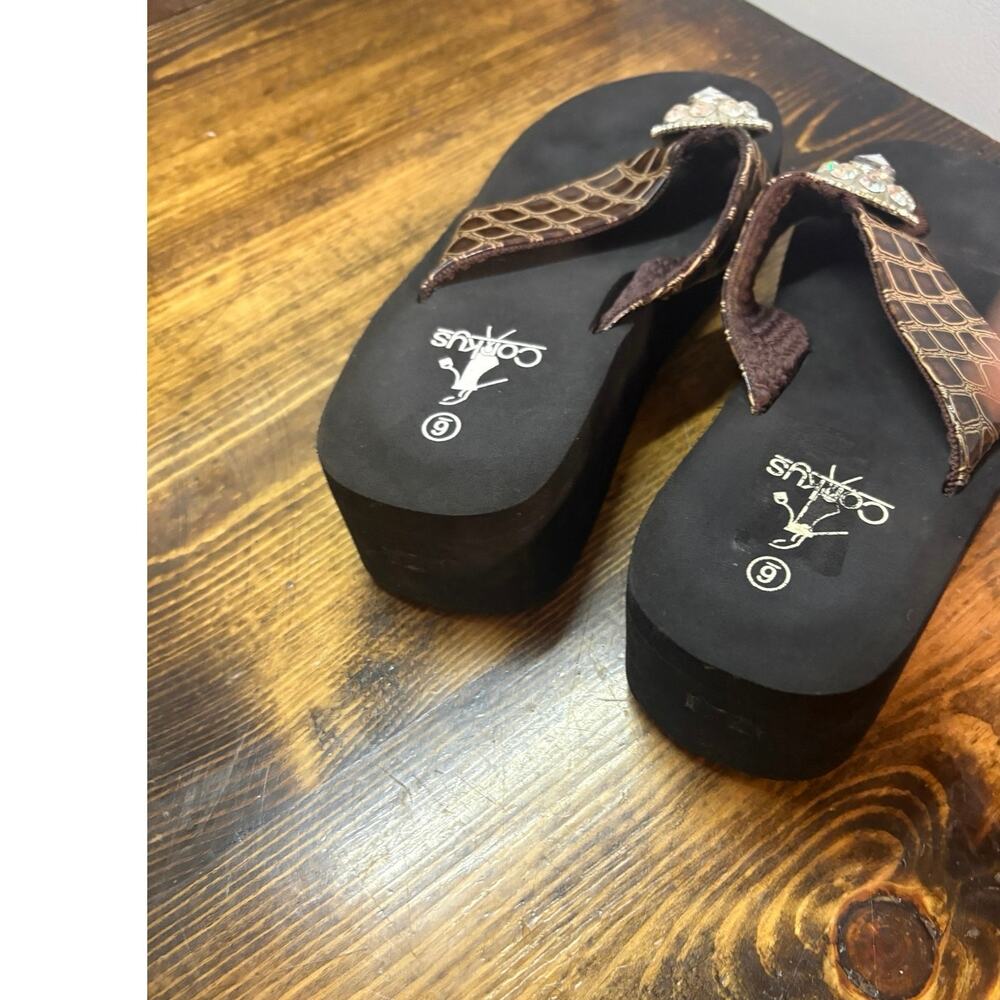 Corkys Brown Flip Flops Size 6 - Picture 6 of 7